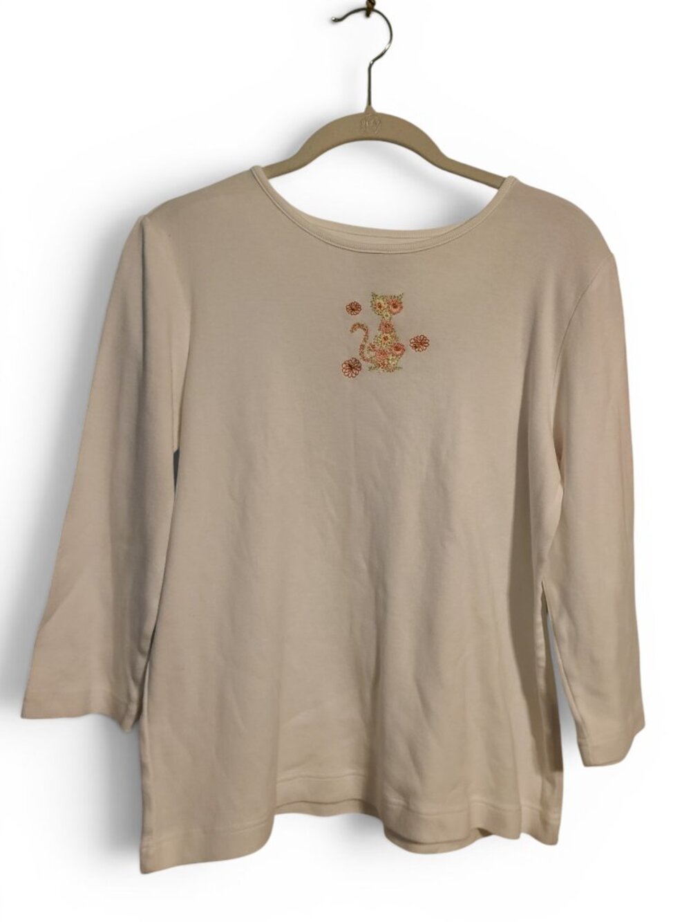 Vintage 90s Cutie Kitty Cat Embroidered Long Sleeve T Shirt Gandmacore Cottageco